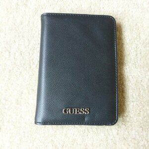 GUESS black faux leather passport holder